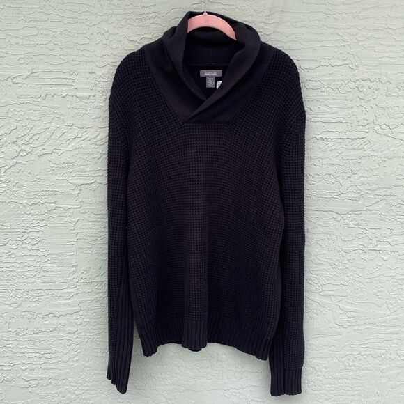 Kenneth Cole Reaction Waffle-Knit Shawl-collar Sweater Sz L - Picture 1 of 8
